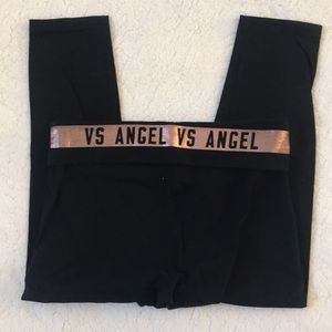 Victoria’s Secret | Black & Gold Fold Over Waist Band Capri Leggings Size S/P